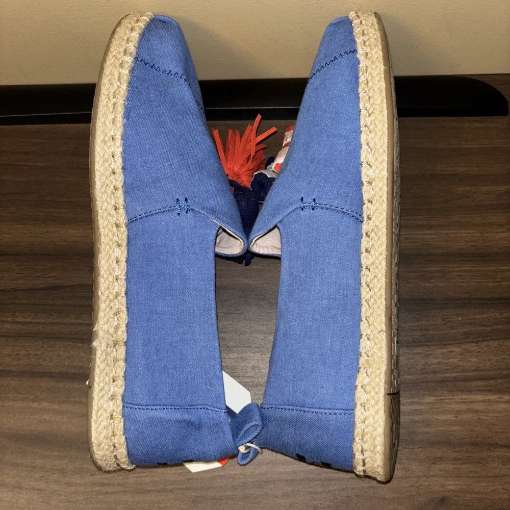 TOMS x Clare V. Sz 8 Deconstructed Alpargata Denim Tassel Espadrille Flats